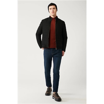 Avva Erkek Koyu Mavi Eskitme Yıkamalı Esnek Slim Fit Dar Kesim Jean Pantolon E003512