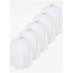 White Boys Long Sleeve School Shirts 5 Pack