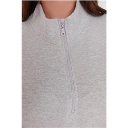 Gri Selanik/Triko Görünümlü Fermuarlı Yaka Regular/Normal Kalıp Örme Sweatshirt TBBAW23AO00006