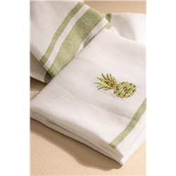 Grenade Nakışlı 2'li Pamuklu Kurulama Bezi - Beyaz/Yeşil