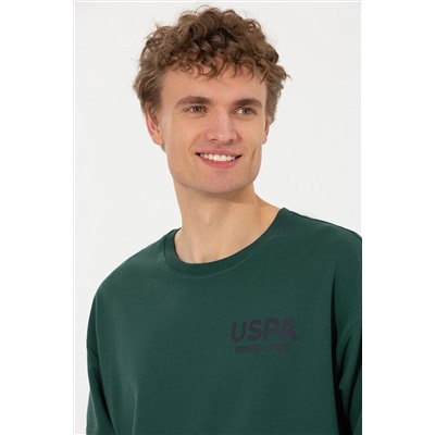 Erkek Yeşil Bisiklet Yaka Sweatshirt
