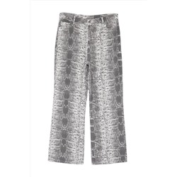 Gri Yüksek Bel Animal Desenli Straight Fit Büyünk BedenJeans TBBAW25CJ00008