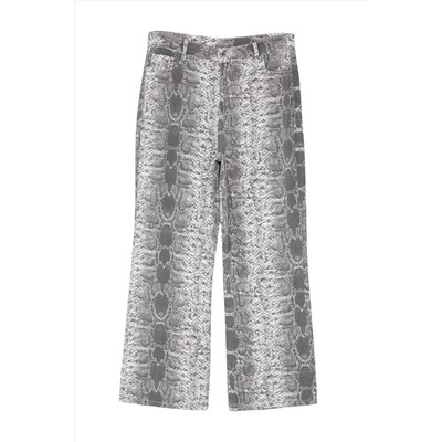 Gri Yüksek Bel Animal Desenli Straight Fit Büyünk BedenJeans TBBAW25CJ00008