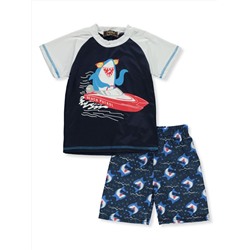 CONEY ISLAND BABY BOYS' 2-PIECE SHARK RASH GUARD SWIM SET