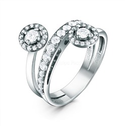 Серьги-пусеты из серебра с синт. муассанит и фианитами родированные 925 пробы С-3855рс1612800