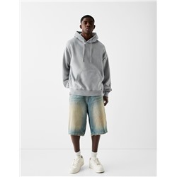 Faded-effect boxy fit hoodie