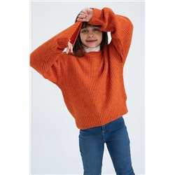 Defacto Kız Çocuk Oversize Bisiklet Yaka Triko Kazak Z4620A622WN