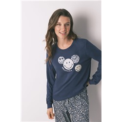 Pijama largo 100% algodón SmileyWorld® azul