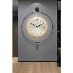 AGA KONSEPT Kristal LED'li Cam Tiktok 60 cm SİYAH, Modern Dekoratif Sarkaçlı Metal Duvar Saati AGA001030yy3