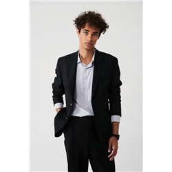 Avva Erkek Siyah Mono Yaka Kapaklı Cepli Astarlı Çift Yırtmaçlı Metal Düğmeli Blazer Ceket A32y4029 A32Y4029