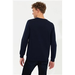 Erkek Lacivert Basic Bisiklet Yaka Sweatshirt