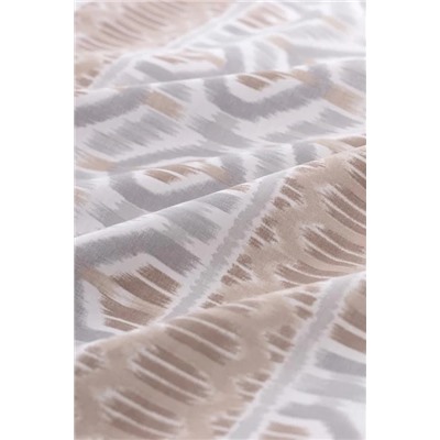 Abrial King Size %100 Pamuk Ranforce Baskılı Nevresim Takımı - Bej/Gri