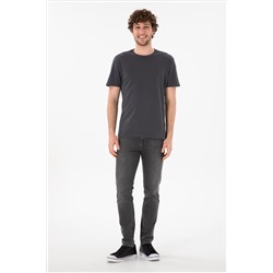 Erkek Regular Fit Bisiklet Yaka Antrasit Basic Tişört