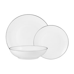 Сервиз обеденный, 4 перс, 12 пр, фарфор P, белый, с серебристым кантом, White Platinum, 63330