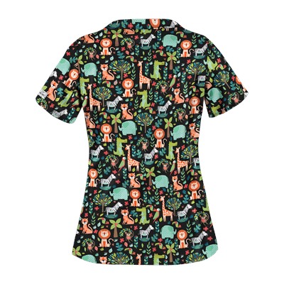 UA Day At The Zoo Black Scrub Top