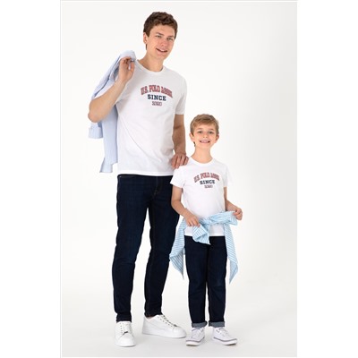 Erkek Regular Fit Bisiklet Yaka Beyaz Tişört