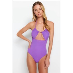 TRENDYOLMİLLA Mor Straplez Cut Out/Pencereli Normal Paça Mayo TBESS23MA00275