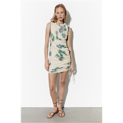 VESTIDO CON LINO ESTAMPADO