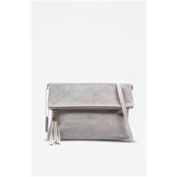 Bandolera de nobuk Gris claro