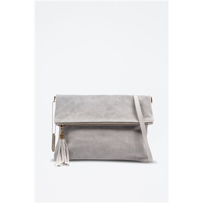 Bandolera de nobuk Gris claro