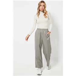 Pantalón cintura alta - Gris claro