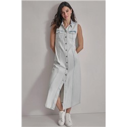 MAXI SLEEVELESS BUTTON FRONT DRESS