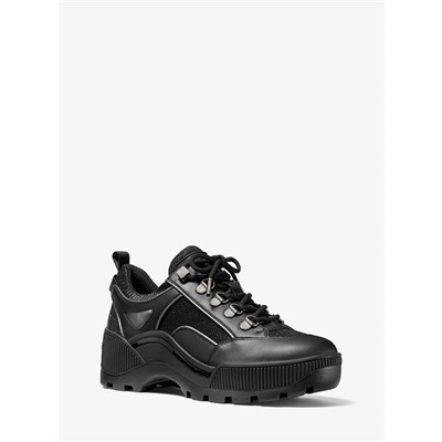 MICHAEL MICHAEL KORS Brooke Leather and Glitter Chain-Mesh Trek Sneaker