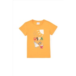 Erkek Çocuk Bisiklet Yaka Turuncu Tişört