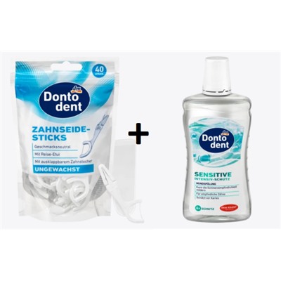 Zahnseide-Sticks mit Etui, 40 St  +Mundspülung sensitive, 500 ml