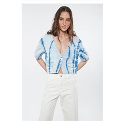 Mavi LIDYA Maviterranean İndigo Batik Jean Gömlek Crop / Kısa Kesim 1210461-85414