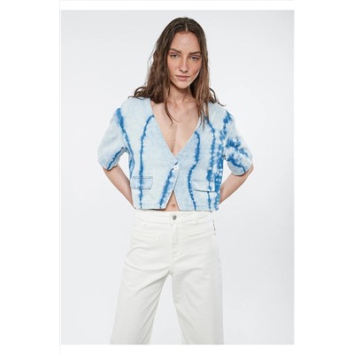Mavi LIDYA Maviterranean İndigo Batik Jean Gömlek Crop / Kısa Kesim 1210461-85414