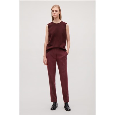 STRAIGHT-LEG WOOL TROUSERS