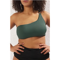 Yeşil Tek Omuz Büyük Beden Bikini Üstü TBBSS24CT00001