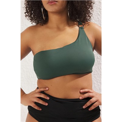 Yeşil Tek Omuz Büyük Beden Bikini Üstü TBBSS24CT00001
