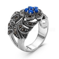 Кольцо из серебра с марказитами и чернением 925 пробы ск-1504565м