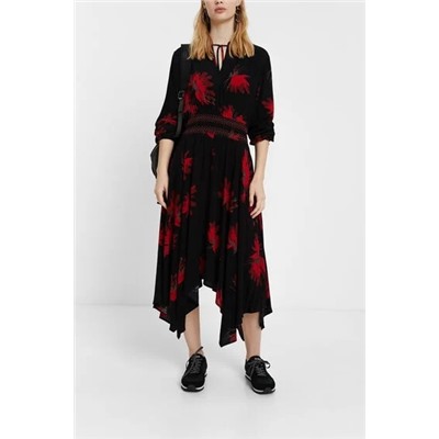 Vestido evasé manga larga