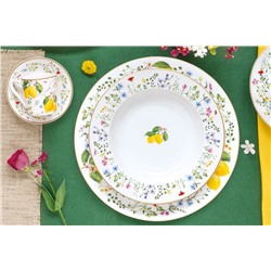 Тарелка суповая, 21,5х3,5 см, фарфор P, белая, Цветы и лимоны, Fleurs et Citrons, 62843