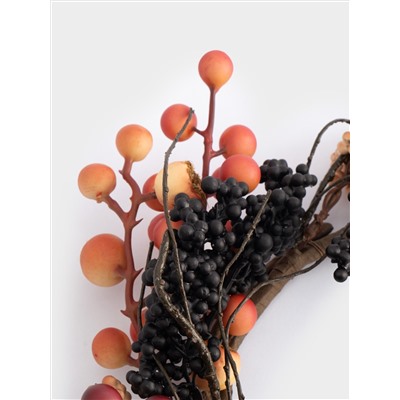 Венок декоративный, 13/28 см, пенопласт/бумага, Ягоды, Bright pumpkin