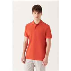 Koyu Turuncu %100 Pamuk Serin Tutan Polo Yaka T-Shirt