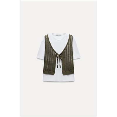 CONTRAST T-SHIRT AND VEST