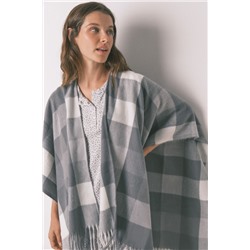 Poncho estampado étnico gris