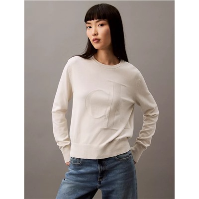 New Arrival Smooth Cotton Relaxed Monogram Logo Sweater