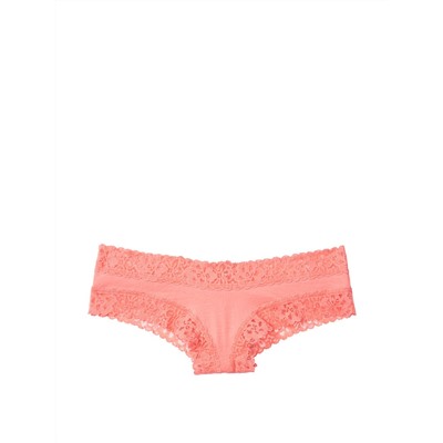 Stretch Cotton Lace-trim Cheeky Panty