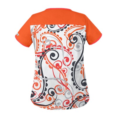 UA Cartwheels White Print Scrub Top