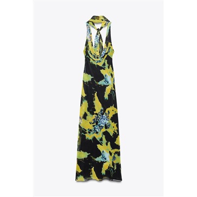 LONG FOULARD PRINT DRESS