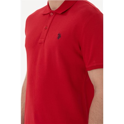 Erkek Slim Fit Polo Yaka Kırmızı Basic Tişört