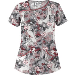 UA Vintage Paisley Poppy Asymmetrical Scrub Top