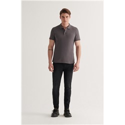 Antrasit %100 Pamuk Serin Tutan Polo Yaka T-Shirt