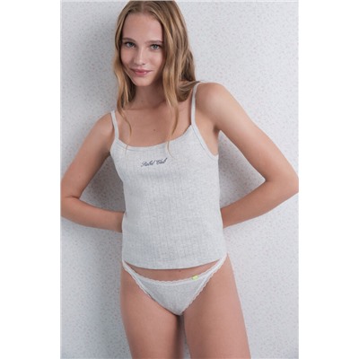 Braga brasileña seamless pointelle gris