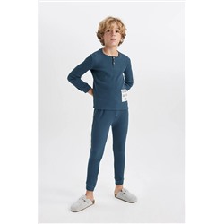 Defacto Erkek Çocuk Waffle Uzun Kollu Pijama Takımı A9613A823WN